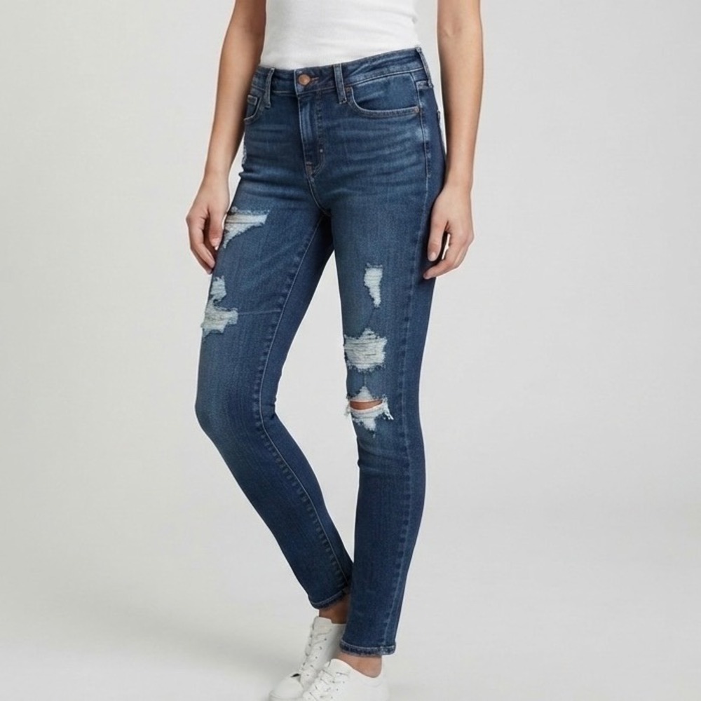American Eagle Curvy Super Hi-Rise Jegging Distressed Blue Skinny Jeans Size 8